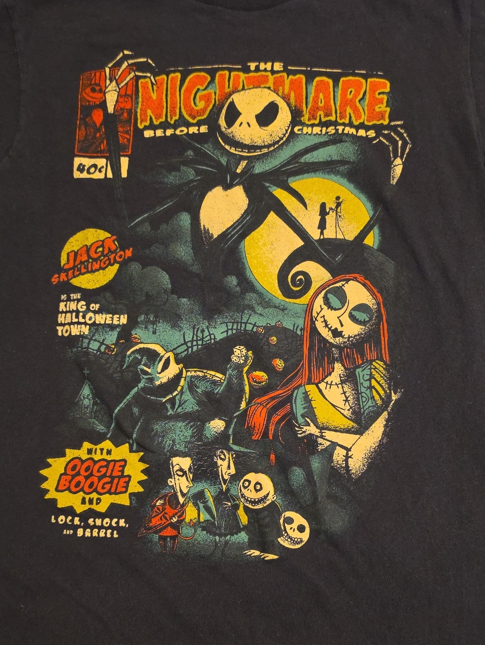 Nightmare Before Christmas Graphic Tee Halloween Tim Burton Skeleton